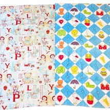 Vintage 60s 70s Kitschy Baby Quilt Blanket Reversible Alphabet Animals C... - £61.41 GBP