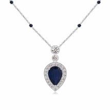 ANGARA Inverted Pear Sapphire Necklace with Diamonds in 14K Gold | 18&quot; Chain - £1,005.20 GBP