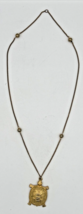 Vintage Mimi Gold Tone Turtle Pendant on Beaded Chain Necklace SKU PB73 - £23.97 GBP