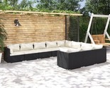 Garden Lounge Set Black PE rattan, powder-coated steel, fabric - $1,381.12