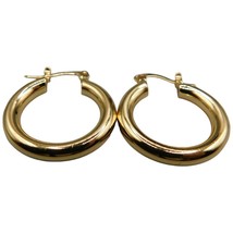 Chunky Hoops Women Earrings Hinged Gold Tone Fashion Classic Style - £7.82 GBP