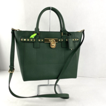 Michael Kors Hamilton Studded Tote Bag Traveler Green Leather B2L - £91.83 GBP