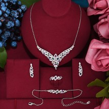 Royal flower Charms 4PCS Bracelet Ring Necklace Earring Set For Women We... - $52.37