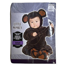 Charades Halloween Plush Monkey Costume Infant 6 - 18 Months Jumpsuit Hooded - £12.01 GBP