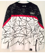 Square Zero sweatshirt size L men white &amp; black red stripe long sleeve - £15.53 GBP