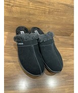 Crocs Womens Clog Platform Heels Black Faux Fur Trim Shoe Slip Ons Size 9 - $1,045.30 MXN