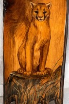 Hand Painted Cougar / Mountain Lion on Myrtlewood Board Wall Hanging ~ Oregon - £20.77 GBP