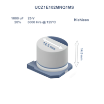 5X UCZ1E102MNQ1MS Nichicon Alum. Electrolytic Capacitor SMD 1000uF 25V 12.5x14.5 - £4.39 GBP