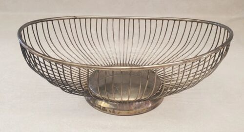 Vintage Leonard Silverplate Oval Wire Bread Basket Fruit Serving Bowl Hong Kong - $29.50