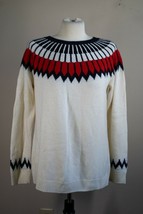 Talbots LP Fair Isle Red White Blue Wool Blend Sweater - £18.68 GBP