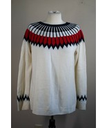 Talbots LP Fair Isle Red White Blue Wool Blend Sweater - £18.63 GBP