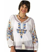 Kyla Seo Zahara Embroidered Blouse With Floral Motif (Medium) - $466.86 MXN