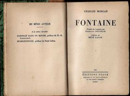 Charles Morgan Fountain Novel 1938 Literature Fontaine French - £79.91 GBP