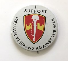 vtg Support Vietnam Veterans Against The War Peace Protest Pinback Button, TIN - £12.60 GBP