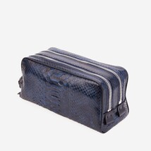 The Belluno Navy Blue Python Leather Men’s Essentials Bag image 6