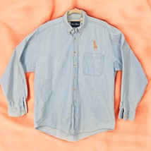 Three Rivers Shirt Men&#39;s Large Blue Embroidered Long Sleeve Denim Button... - $14.95