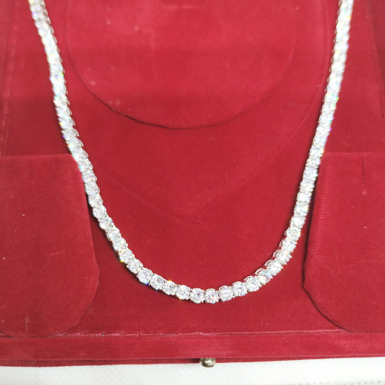 3.00 mm Brilliant Simulated Diamond Tennis Necklace 14K White Gold