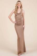 Cowl Neck Cross Back Shirring Maxi Dress - $14.50