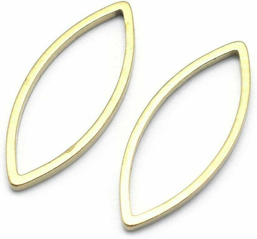 10 Open Linking Ring Charms Gold Brass Horse Eye Oval Connectors Set Sup... - $2.98