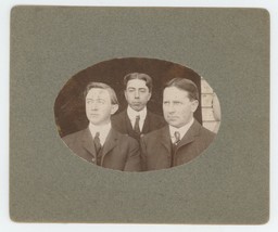 Antique Circa 1900s 5.75x4.75 in Mounted Photo Three Handsome Men in Fine Suits - £9.58 GBP