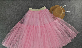 Black Layered Tulle Midi Skirt Outfit Women Custom Plus Size Dot Tulle Skirt image 6