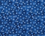 Cotton Snowflakes Snow Winter Blue Landscape Medley Fabric Print by Yard... - £10.38 GBP