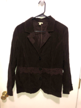 J Jill Womens Brown Corduroy Jacket Blazer w/ Lace Trim Detail SZ Small - £14.00 GBP