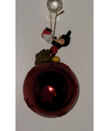 Disney Mickey Mouse With Present On Red Star Christmas Holiday Ornament ... - £19.71 GBP