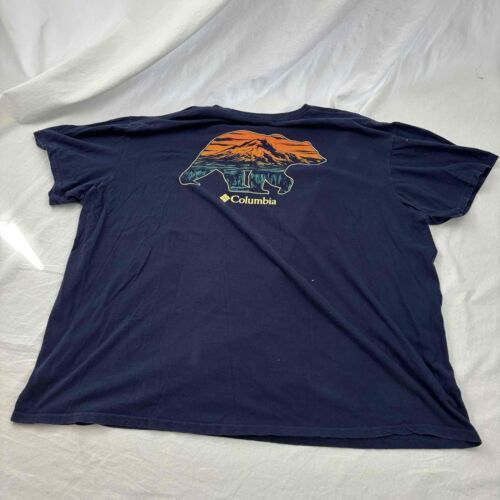 Columbia Unisex T-Shirt Blue Bear Graphic Print Short Sleeve XXL - $22.77