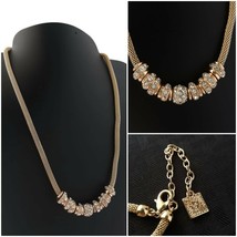 Vintage Anne Klein Rhinestone Chram Necklace Mesh Snake Chain Beautiful Sparkle! - $22.95