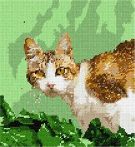 Pepita Needlepoint Canvas: Cat in Foliage, 8&quot; x 9&quot; - £62.27 GBP+