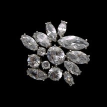 Brillant Crystal Rhinestone Brooch Silver Metal Setting Pin Wedding Party Prom - £23.64 GBP