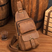 Genuine Leather Men Bag male chest bag travel shoulder Man Crossbody Bags - £165.72 GBP