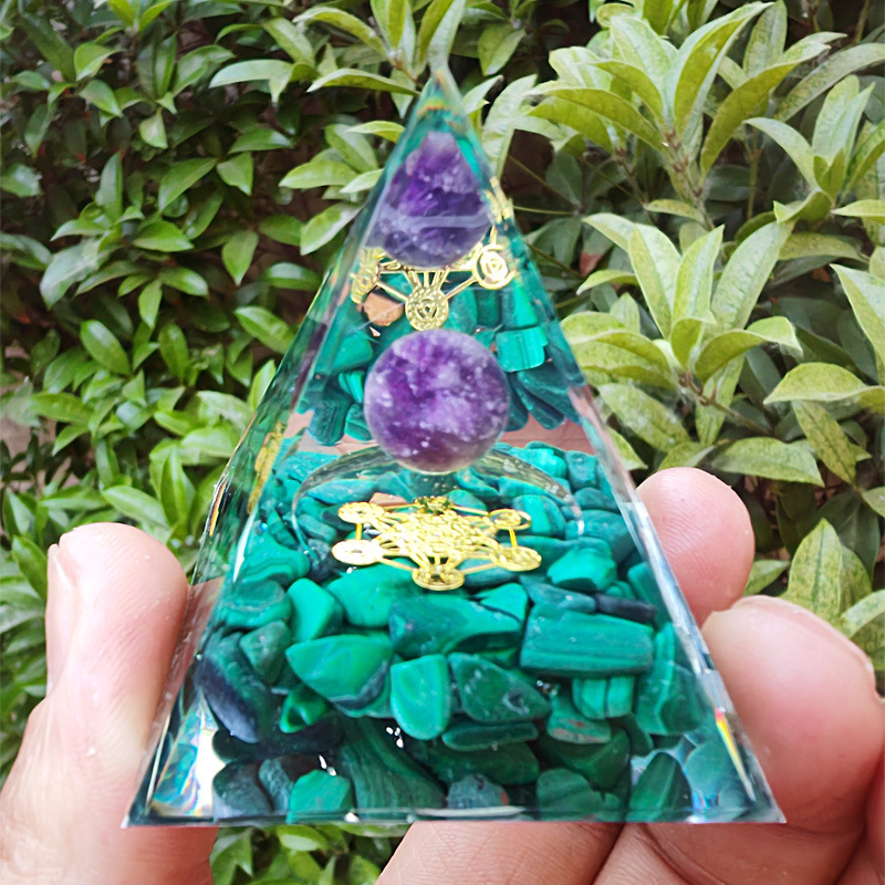 Natural Orgonite Pyramid Reiki Amethyst Energy Healing Chakra Meditation... - $11.99