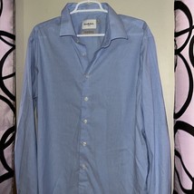 Goodfellow, blue and white striped long sleeve button down shirt,standar... - $11.76