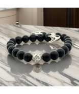 David Yurman Estate Matte Onyx Carved Prayer Beads Bracelet 8.5&quot; Silver ... - €253,41 EUR