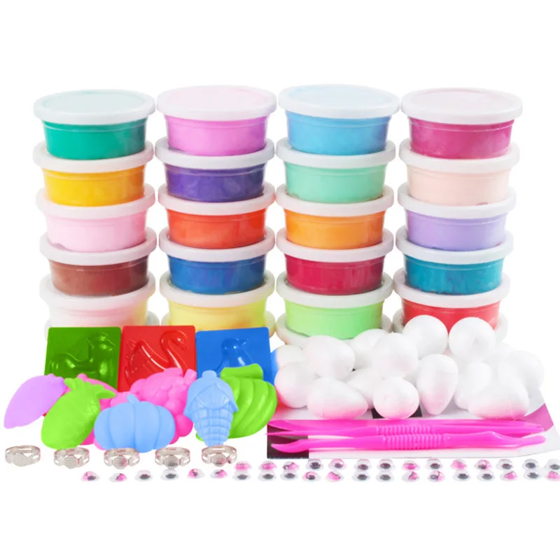 24 Colors Ultra Light Clay Non-Toxic Storage Box &amp; Tools Child Dough Christmas - $18.09