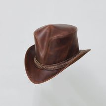 V-Shape | Men&#39;s Leather Rambler Top Hat | Braided Hatband 100% Distress ... - £38.65 GBP+