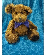 Animal Adventure Fuzzy Brown Bear Plush 2007 Stuffed Animal Toy w/Blue B... - $4.99