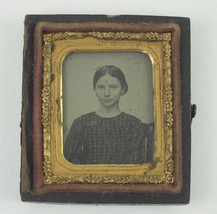Ambrotype Photo Beautiful Young Lady Girl Sits Chair Tinted Cheek Color Antique - £47.95 GBP