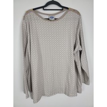 DG2 By Diane Gilman Long Sleeve Top 3X Womens Plus Size Brown White Pullover - £16.14 GBP