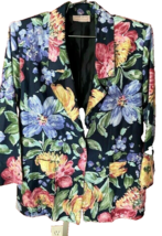 VTG 80s Floral Cotton Blazer Jacket Classic Directions Petites L Romance - $108.85