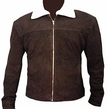 Bestzo Men&#39;s Fashion Walking Dead Suede Leather Jacket Brown 5XL - £172.27 GBP