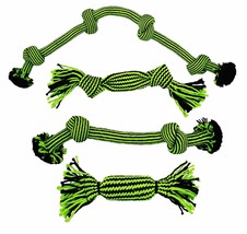 MPP Large Rugged Rope Dog Toys Tough Braided Knot Green Black Pet Dental Chew Tu - £14.22 GBP+
