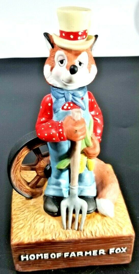 Primary image for Vintage Porcelain Home of the Farmer Fox Figurine, Wind Up Musical