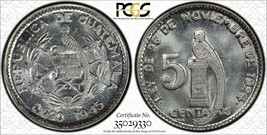 Guatemala 5 Centavos 1945 PCGS MS66 - $185.06 CAD