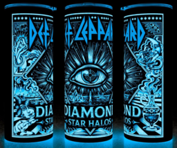 Glow in the Dark Def Leppard 80s Diamond Star Halos Rock Music Cup Mug Tumbler - £17.95 GBP