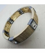 Vintage Estate Mid Century Style Gold &amp; Silver Tone Stretchy Metal Bracelet - $8.04