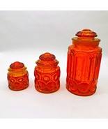 Vintage LE Smith 3 PC Amberina Moon &amp; Star Canister Set of 3 Canisters - $2,311.96 MXN