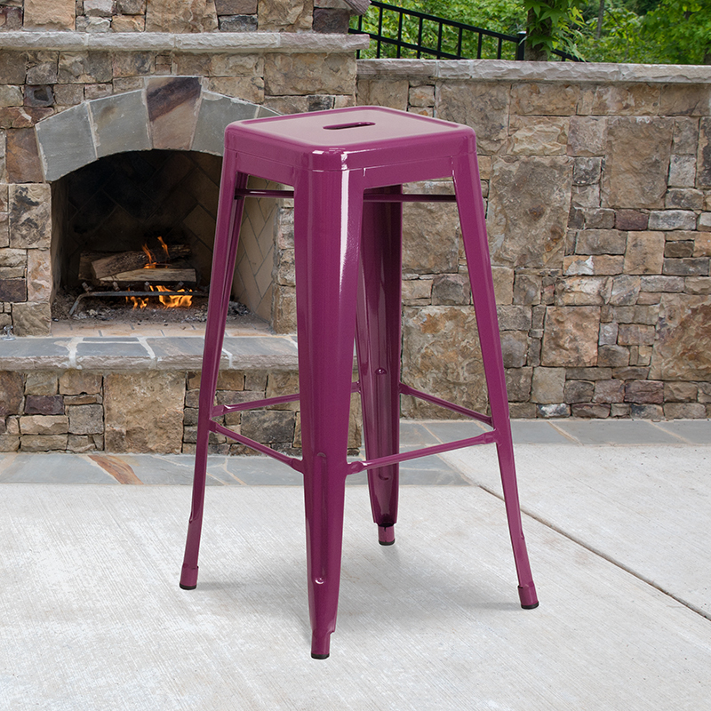 30" Purp No Back Metal Stool ET-BT3503-30-PUR-GG